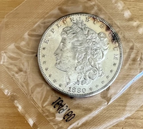 1880 S Morgan Silver Dollar, US Mint Uncirculated (UNC)