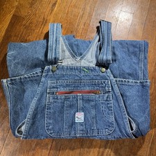 VTG Pointer Brand Men's Bib Overalls 36x28 Made in USA Faded Blue Cotton