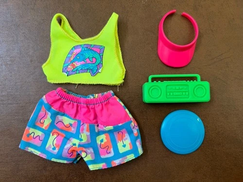 Vintage Hawaiian Fun Ken 5941 Outfit + Accessories (Visor, Frisbee, Radio)