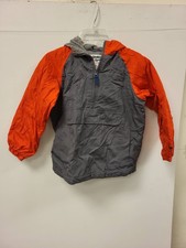 OshKosh Bgosh Kids Jacket Size 7 Color Blocked Hooded Orange Gray Pullover