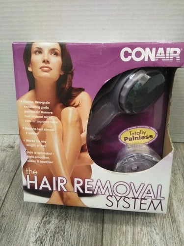 Conair Hair Removal System Model HB1 w/4 Replacement Pads, Travel Bag