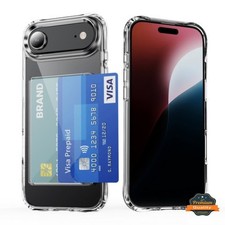 For Apple iPhone 17 AIR Clear TPU Acrylic Wallet with 2 Card Slots Case Cover