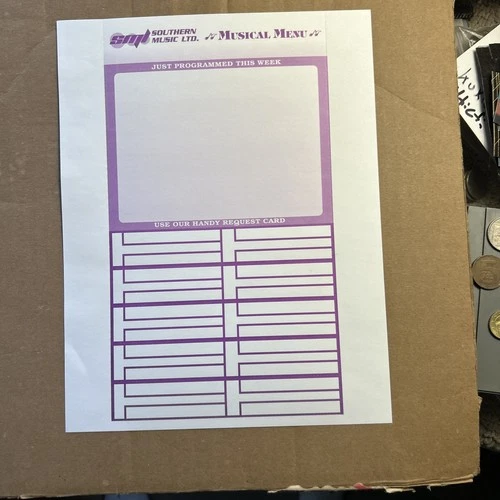 Jukebox Title Strip Full Sheet 10 Strips Request Card 11 By 8"