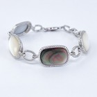Vintage Sterling Silver 925 Mother of Pearl & Abalone Link Bracelet 7.25”