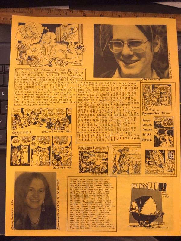 Clay Geerdes COMIX WORLD #214 (1983) - 2-page underground newsletter