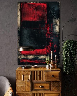 Mark Rothko Stil Leinwand Bild Dekoration Wandbild Luxus Lifestyle Schwarz Rot