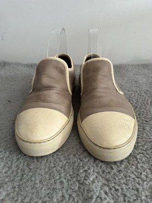 Marni Shoes Mens Size 6 Taupe Beige Slip On Leather Cap Toe Made Italy Sneaker