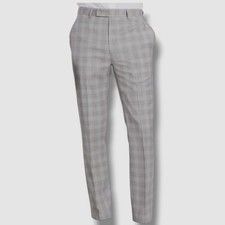 Calvin Klein Men's Beige Wool Plaid Slim Jerome Pants Suit Size 42W-30L