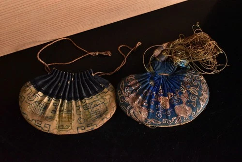 B4343: Chinese Fabric TEA CADDY Chaire Container 2pcs, Buddhist art