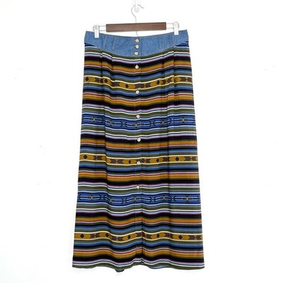 Southwestern Stripe Maxi Skirt XL Boho Western Cowgirl Festival Prairie