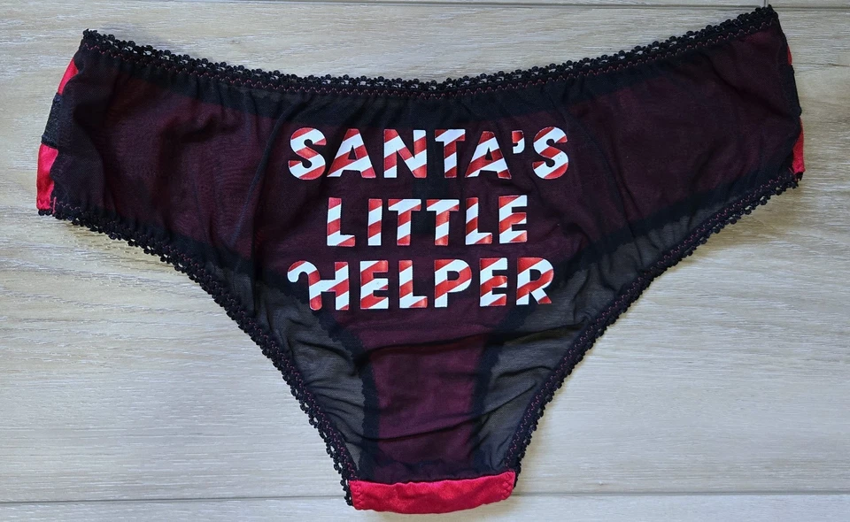 Bragas de bikini vintage de malla satinada de Santa Little Things sexy de Victoria's Secret M Foto 2 de 3