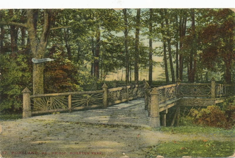 Bridge, Riverton Park - PORTLANDPORTLAND, MAINE  FLAG CANCEL 1918 postcard
