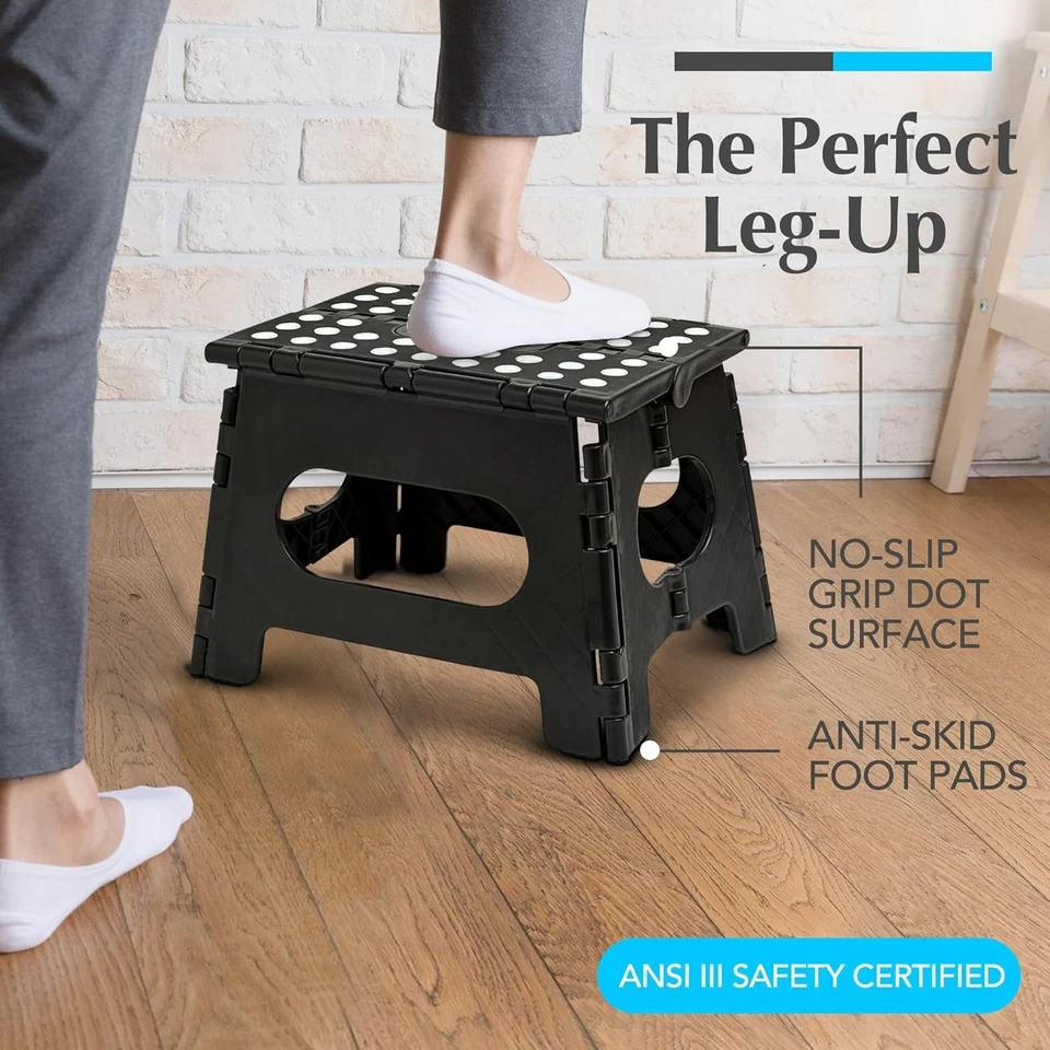 Folding Step Stool 9" Black – Strong, Safe, Easy One-Flip | Fast Ship - Image 3 of 4