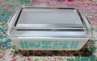 Vtg Pyrex Amish Blue ButterPrint 503 Refrigerator Dish w LID Turquois White 0503