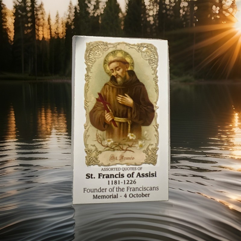 New 2”X 3.5”  Thick Card Of St. Francis Of Assisi  With Prayer 
