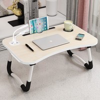 Folding Laptop Table with USB Ports Portable Bed Tray Computer Lap Desk Stand UK