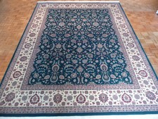 9 X 12 Hand Knotted Green Oriental Rug Fine Kashan Design G392