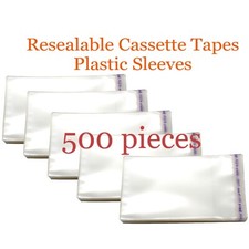 Resealable Outer Replacement Plastic Sleeves for CASSETTE TAPES 500 pieces