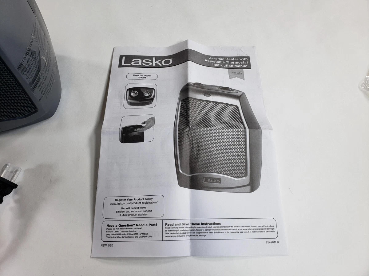 Lasko Electric Ceramic Space Heater with Tip-Over Safety Switch 754201  1500W | eBay