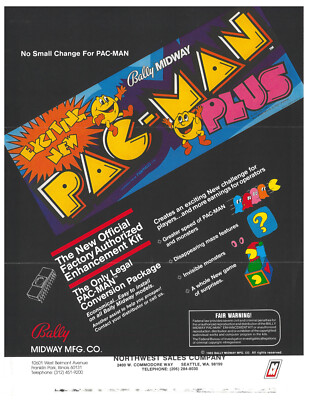 Pac-Man Plus Authorized Conversion Kit Midway Video Arcade Flyer / Brochure / Ad