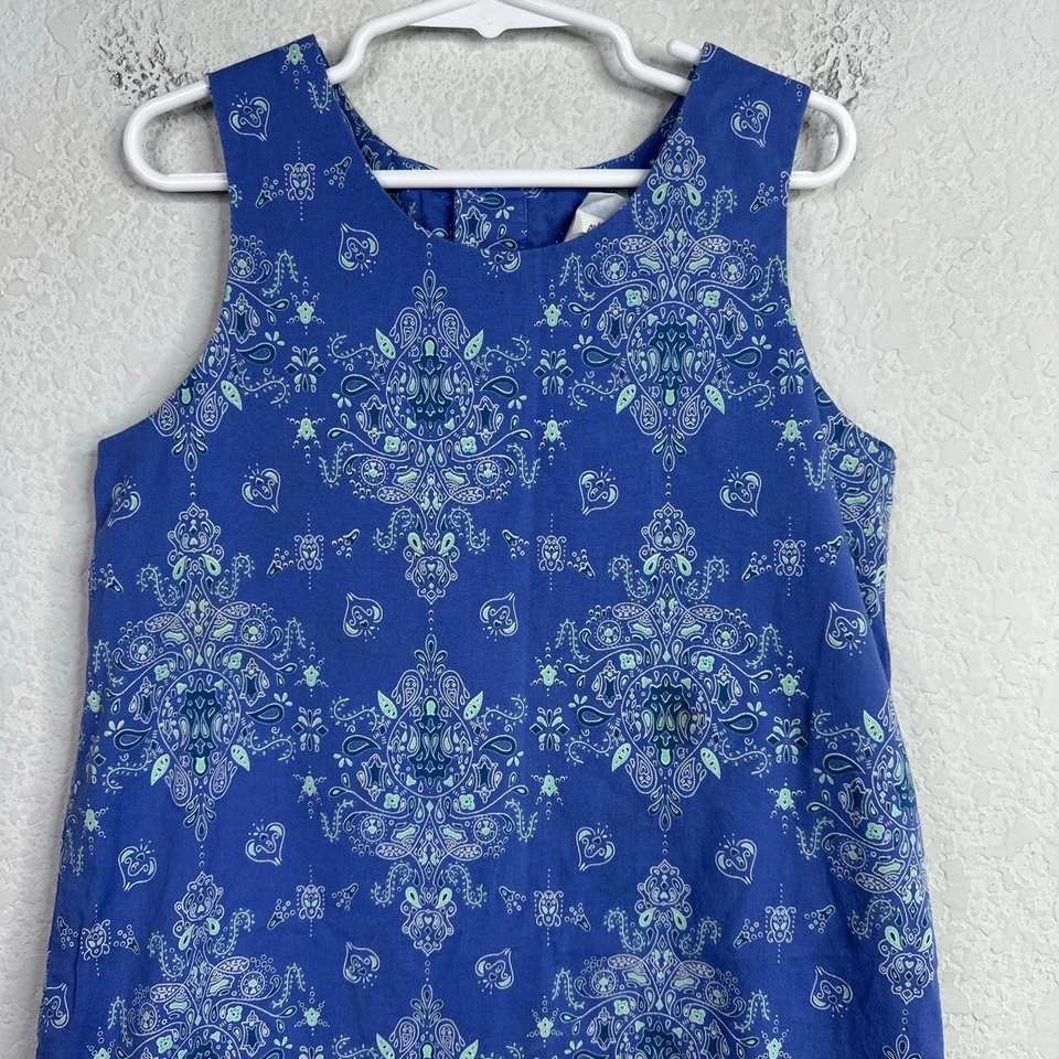 Kelly's Kids Dress Girls Size 7 Blue Floral Paisley Sleeveless VTG Summer Boho - Image 3 of 4