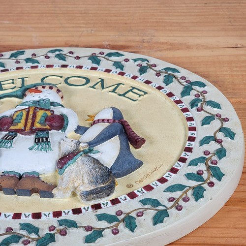 Debbie Mumm IGLOO VILLAGE CAROLERS 12" Plaque Stepping Stone Snowman Welcome - Picture 15 of 18