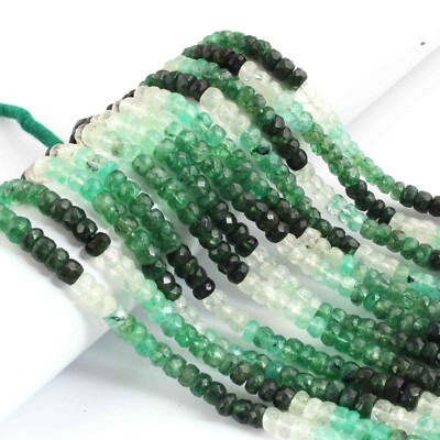 1 Strand Shaded Emerald Faceted Rondelles - Emerald Roundle Beads -3.5mm-4mm 16
