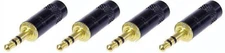 4 Neutrik Rean NYS231BG 3.5mm 1/8 3Pole Stereo Gold / Black Metal Headphone Plug