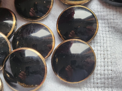 Lot De 6 Gros Boutons Vintage Bombés Noir Argenté - 2,5 Cm - Pour Customisation