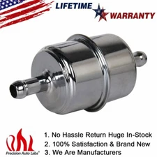 New 9746 Chrome Canister Style Inline Fuel Filter 3/8" Hose Carbureted for Chevy