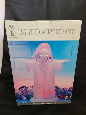 Santa Lighted Acrylic Color Flashing Batteries New In Box Merry Brite