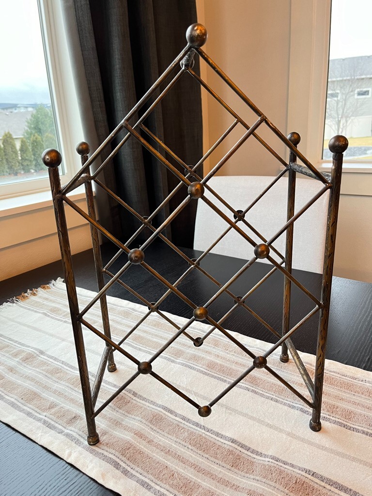 Vintage Style Antique Brass Wine Rack Holds 7 Bottles of Wine eBay