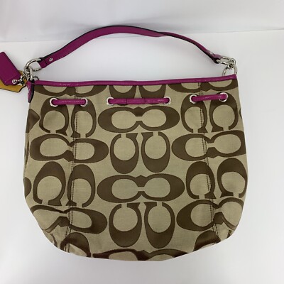 Coach #F25675 Daisy Outline Signature Monogram Drawstring Khaki