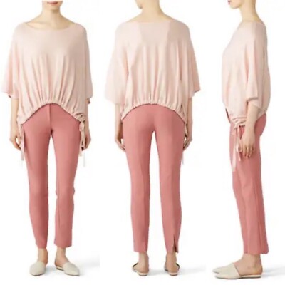 Milly Elastic Tie Hem Pink Top Blouse Oversized Size Medium