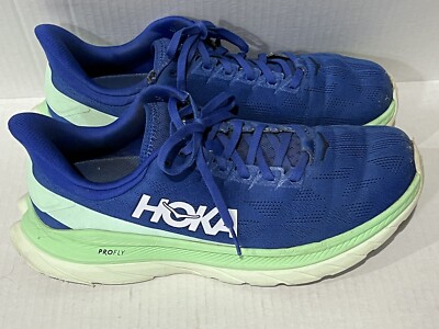 Hoka One One Men Mach 4 Blue/ Green Running Race Shoes Sz  display picture 2