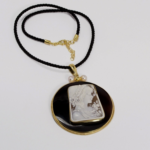 B26AG Neuf Joli Pendentif Plaqué Or Poinçonné Camée Coquille Lot Bijou