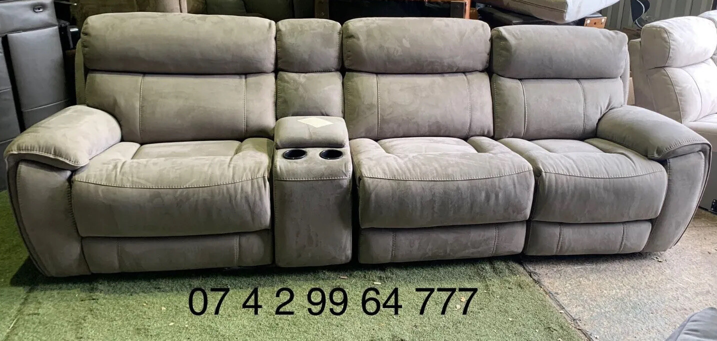 SOFOLOGY RADLEY LARGE 3 AND 2 SEATER SOFA ELECTRIC RECLINER GREY FABRIC