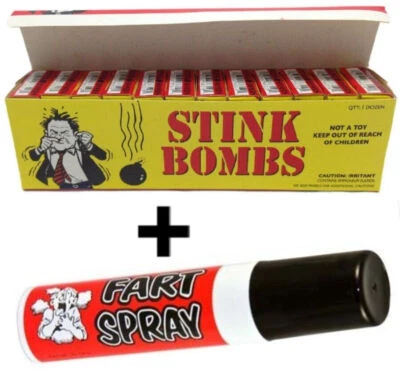 RINCO 36 Liquid Stink Bombs ~ Butt Crack Ass Smell + 1 Fart Spray COMBO SET Gag Joke