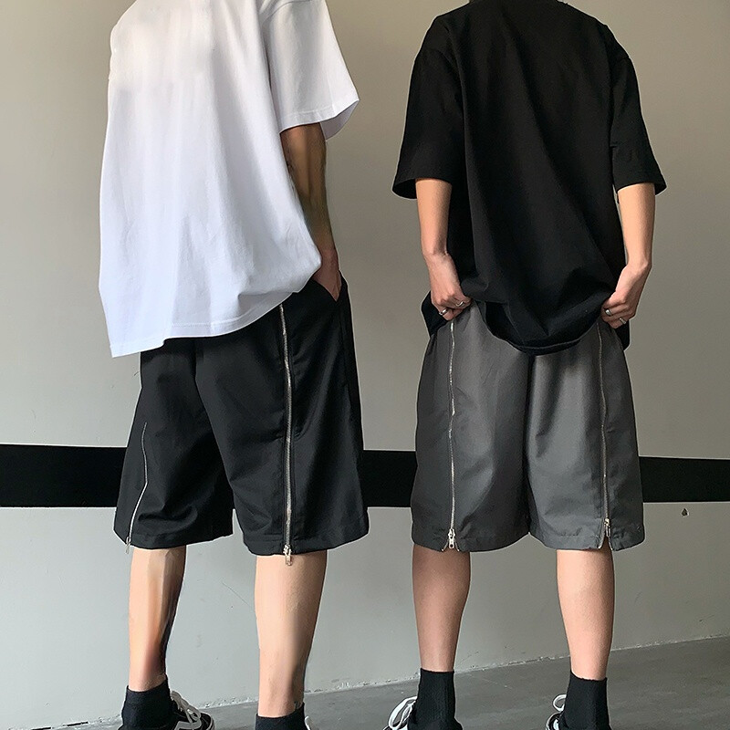 Men Hip Hop Shorts Sports Jogger Half Pants Zip Designed Bottoms
