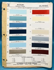 1961 Chevrolet Corvette Corvair Impala C10 Apache Paint Chips Ditzler Ppg