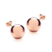 14k rose gold high polish ball push back stud earrings new