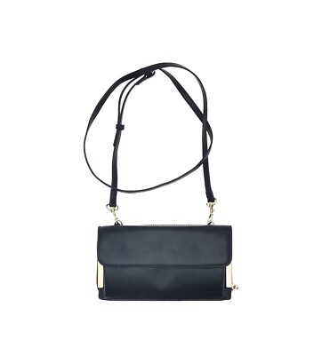 Miztique L59412 Women Black Leather Wallet Clutch Crossbody Bag Sz 8.5x5x1.5 in
