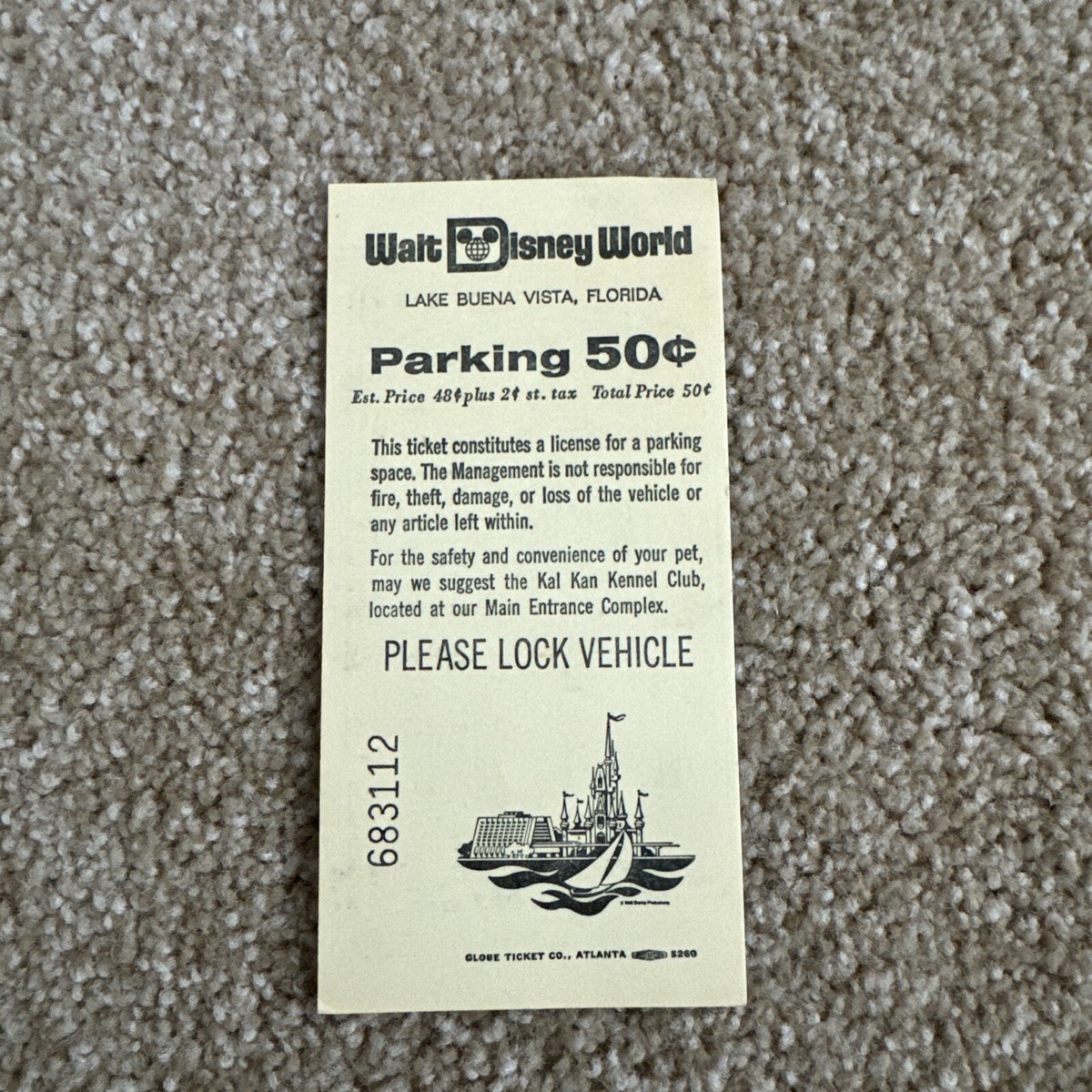 Walt Disney World Vintage Parking Ticket $0.50 | eBay
