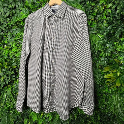 REPORT COLLECTION Shirt Men XL Black White Plaid Collared Button 0362 - Picture 4 of 8