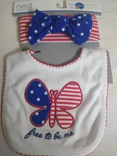 Neat Solutions Americana Baby Girl Patriotic Bib and Headband 
