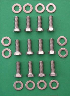 CHEVROLET V8 SB 265 283 350 400 EDELSTAHL SECHSKANTKOPF ANSAUGKRÜMMER SCHRAUBEN