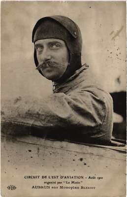 PC AVIATION PILOT AVIATOR AUBRUN MONOPLAN BLERIOT CIRCUIT DE L'EST (a40472)