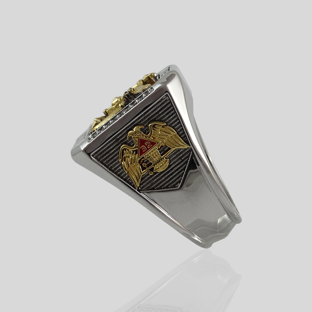 Masonic Shriner Scottish Rite 32 Degree Ring 18K Gold Plated