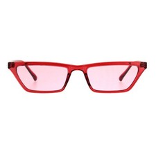 Women's Skinny Sunglasses Flat Trapezoid Shape Retro Fashion Shades