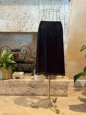 Vintage Vanity Fair Black Sheer Slip Skirt Lace Hem Nylon Midi L
